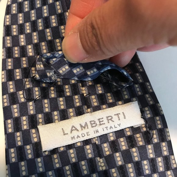 Lamberti Blue Geometric Print Silk Tie - Picture 3 of 4